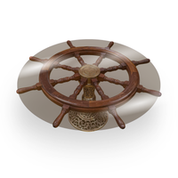 Authentic 36” Teak Ship’s Wheel Coffee Table