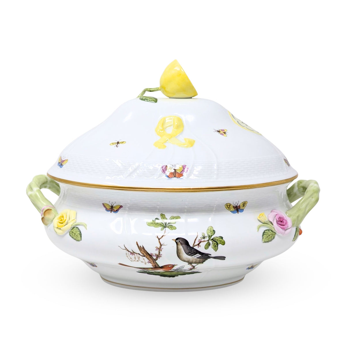 Herend "Rothschild Bird" Soup Tureen W/ Lemon Finial, #1003