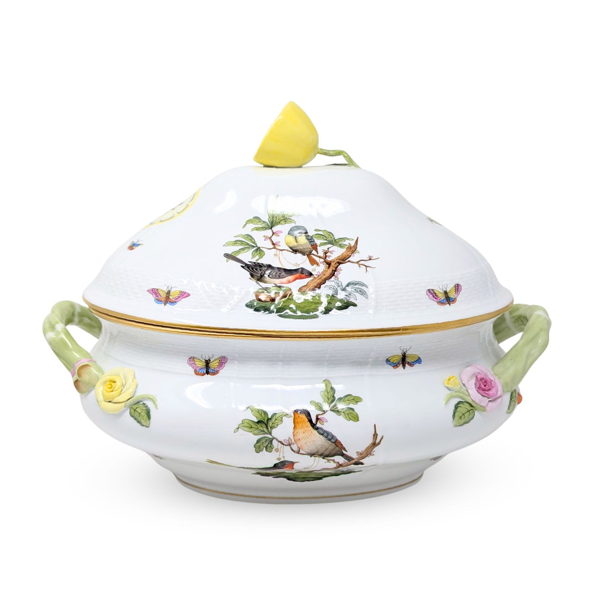 Herend "Rothschild Bird" Soup Tureen W/ Lemon Finial, #1003