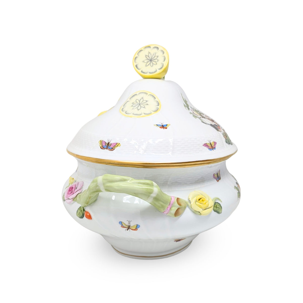 Herend "Rothschild Bird" Soup Tureen W/ Lemon Finial, #1003