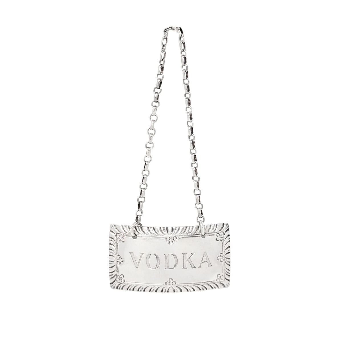 Steiff Sterling Colonial Williamsburg Restoration "Vodka" Decanter Label