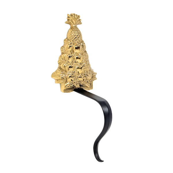 Virginia Metalcrafters Brass Pineapple / Fruit Christmas Tree Stocking Hanger