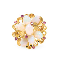 14K Gold Opal Ribbon Bow Ring - Size 8.5