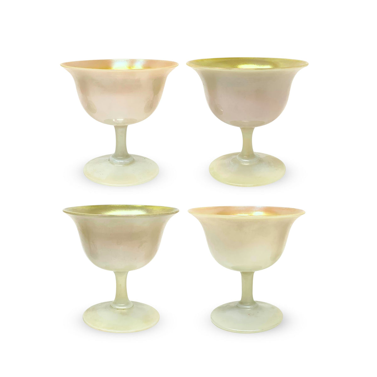 Steuben Glass Gold Aurene Calcite Sherbet Glasses (4)