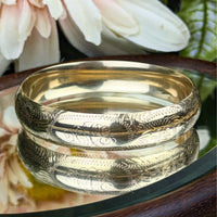 14K Gold Vintage Monogrammed Etched Bangle Bracelet