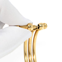 Italian 18K Gold Blue Sapphire Hinged Tri-Bangle Bracelet