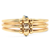 Italian 18K Gold Blue Sapphire Hinged Tri-Bangle Bracelet