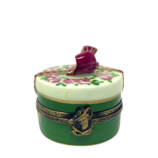 Limoges Porcelain Hat Box Trinket Box With Hat by La Gloriette