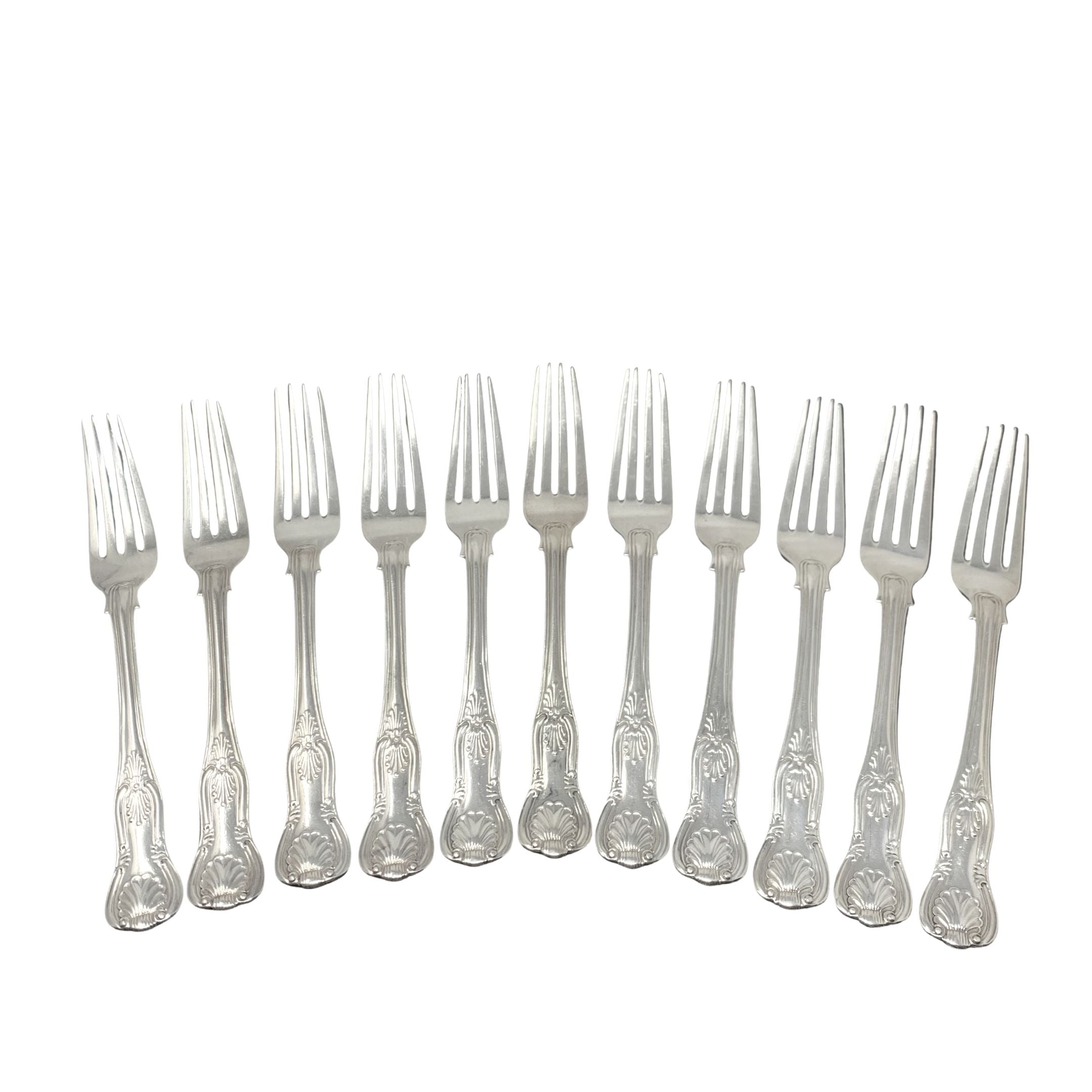 Charles Boyton Antique Sterling Kings 7 1/8" Luncheon Fork Set (11pcs