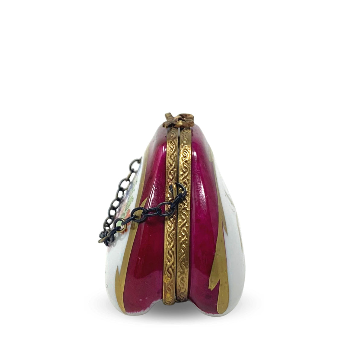 Floral Purse Limoges France Porcelain Trinket Box