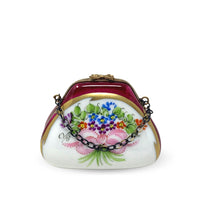 Floral Purse Limoges France Porcelain Trinket Box