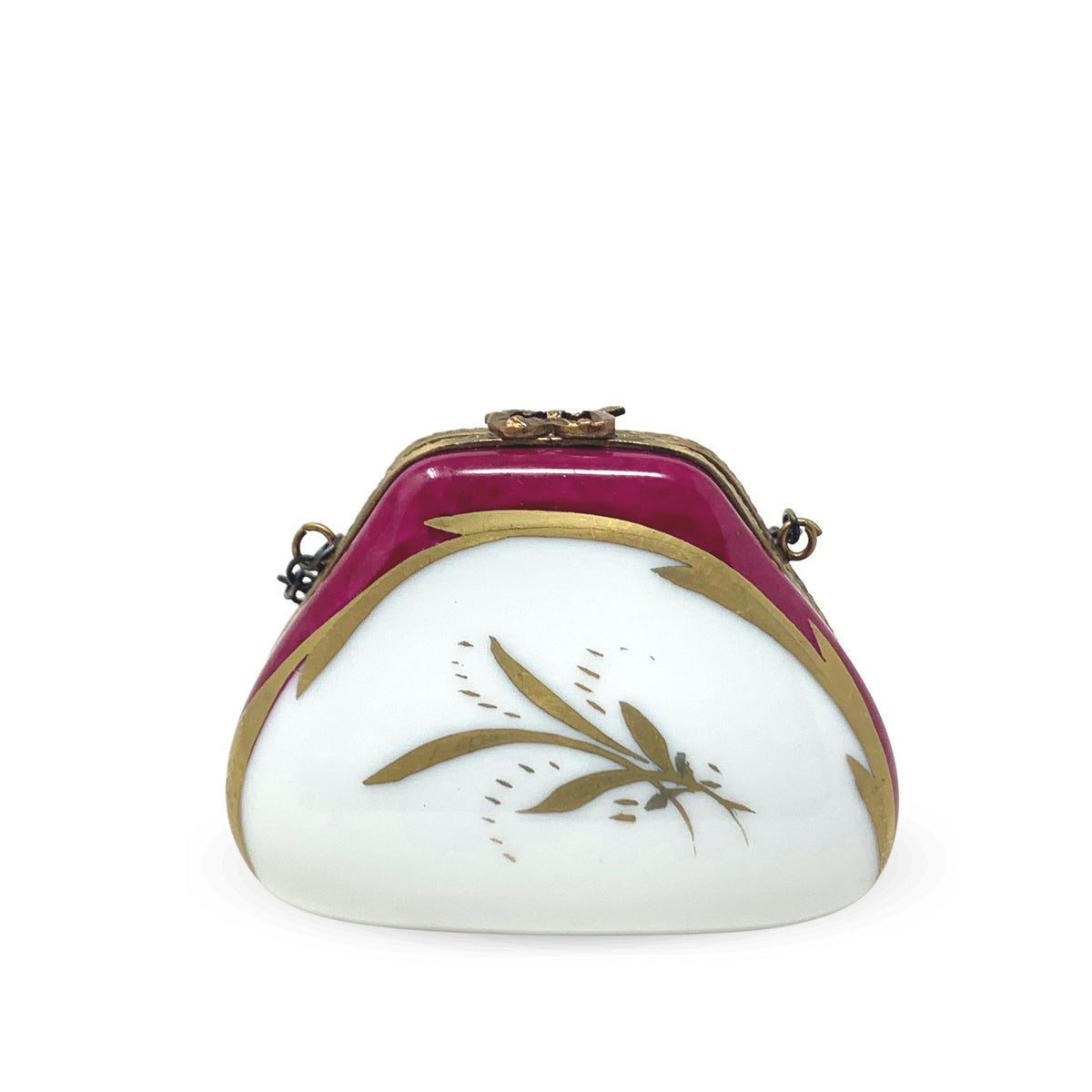 Floral Purse Limoges France Porcelain Trinket Box