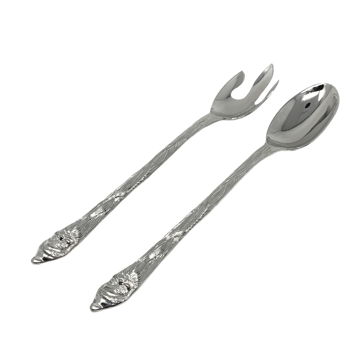 Silverplate Santa Salad Serving Spoon & Fork