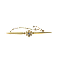 Antique 15K Gold Aquamarine Pearl Brooch