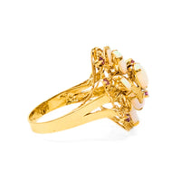 14K Gold Opal Ribbon Bow Ring - Size 8.5