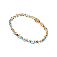 13K Gold Blue Topaz & Diamond Tennis Bracelet