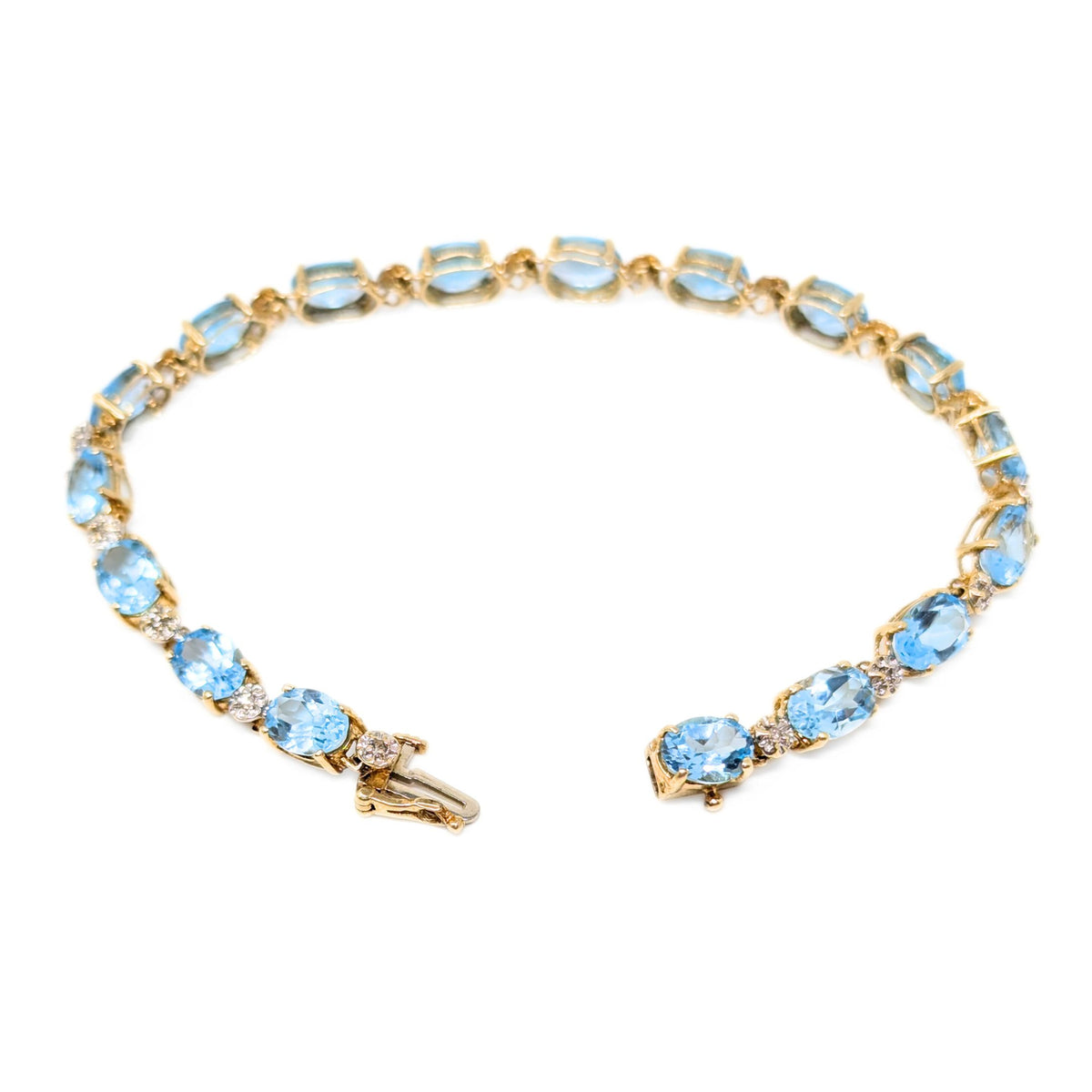 13K Gold Blue Topaz & Diamond Tennis Bracelet
