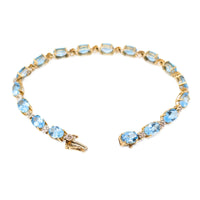 13K Gold Blue Topaz & Diamond Tennis Bracelet