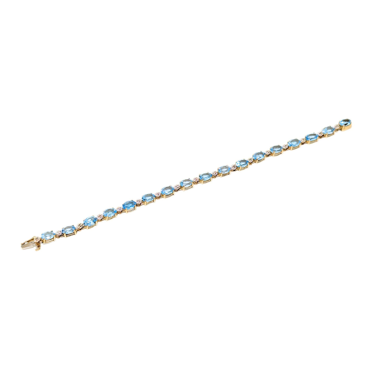 13K Gold Blue Topaz & Diamond Tennis Bracelet
