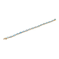 13K Gold Blue Topaz & Diamond Tennis Bracelet
