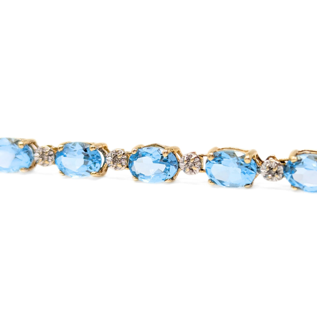 13K Gold Blue Topaz & Diamond Tennis Bracelet