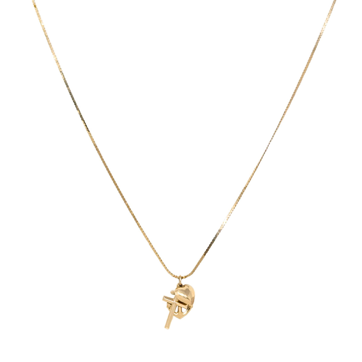 14K Gold 18” Faith, Hope, & Charity Pendant Necklace