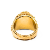 12K Gold Ruby & Onyx Cabochon Ring - Size 7.75