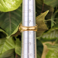 12K Gold Ruby & Onyx Cabochon Ring - Size 7.75