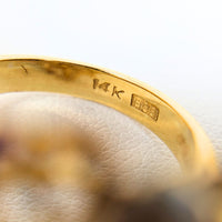 14K Gold Opal Ribbon Bow Ring - Size 8.5