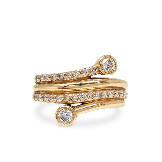 14K Gold 27 Diamond Twist Tail Ring - Size 6.5