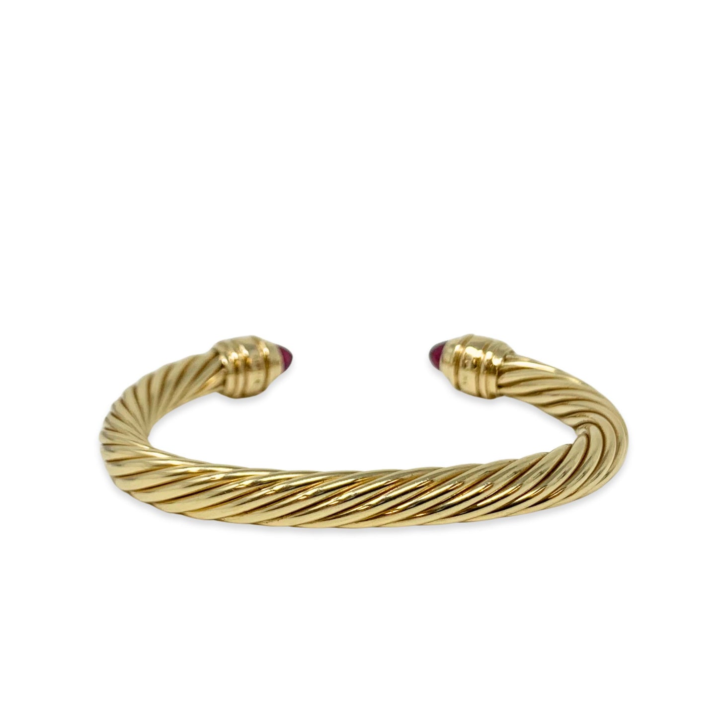 14K Gold Diamond & Amethyst Cable Cuff Bracelet