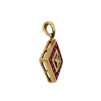9K Gold 16 Ruby & Diamond Pendant/ Charm