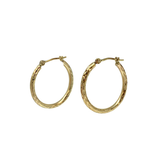 10K Gold 20mm Diamond Cut Hoop Earrings
