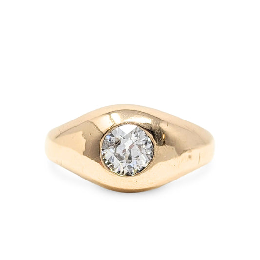 Antique 9K Gold 1.0ct Rose Cut Men’s Diamond Solitaire Ring