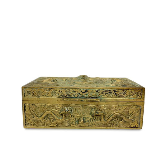 Chinese 1920's Hinged Brass Dragon Box