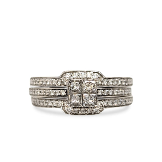 Jared 14K White Gold 80 Diamond Engagement Bridal Ring Set - Size 7