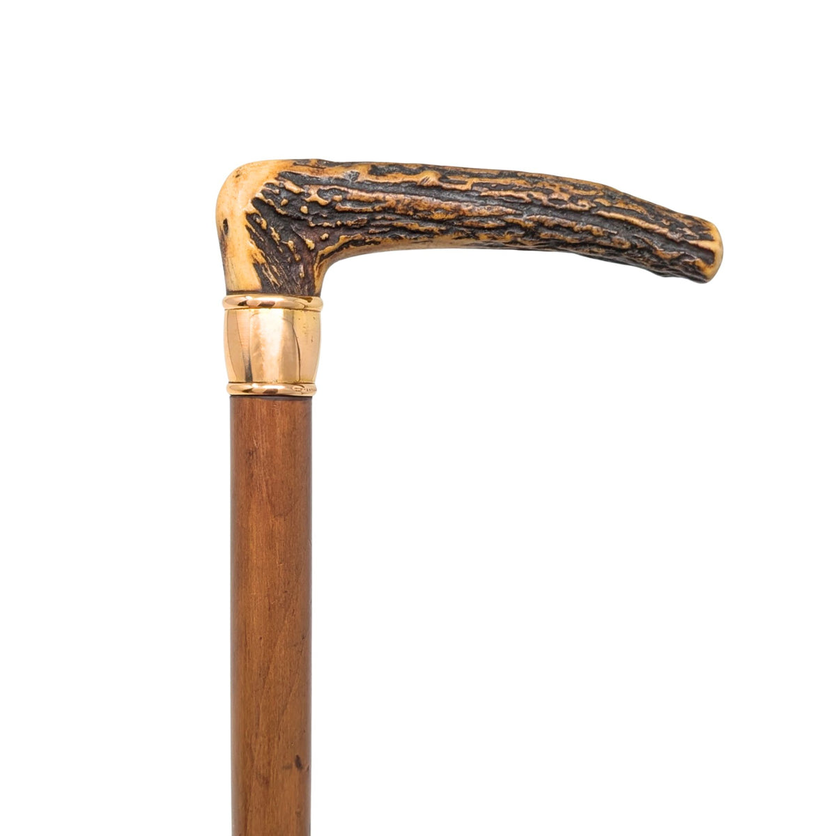 Tiffany & Co. Briarwood, Natural Antler, & 18K Gold 35" Antique Walking Stick