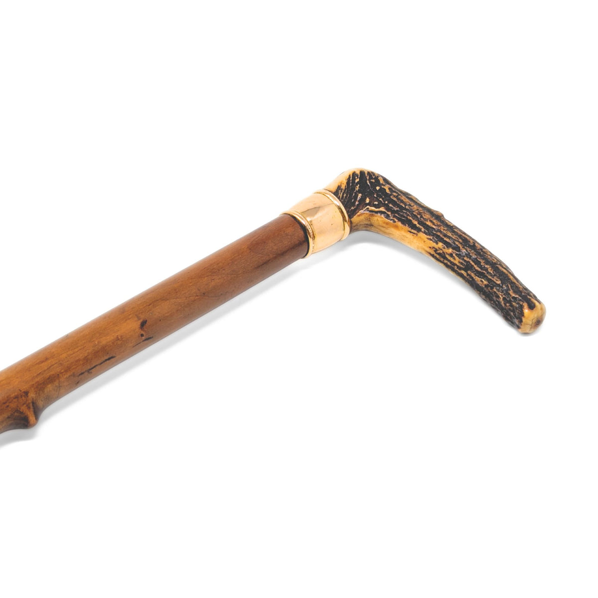 Tiffany & Co. Briarwood, Natural Antler, & 18K Gold 35" Antique Walking Stick