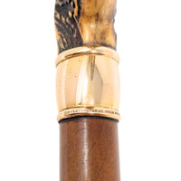 Tiffany & Co. Briarwood, Natural Antler, & 18K Gold 35" Antique Walking Stick