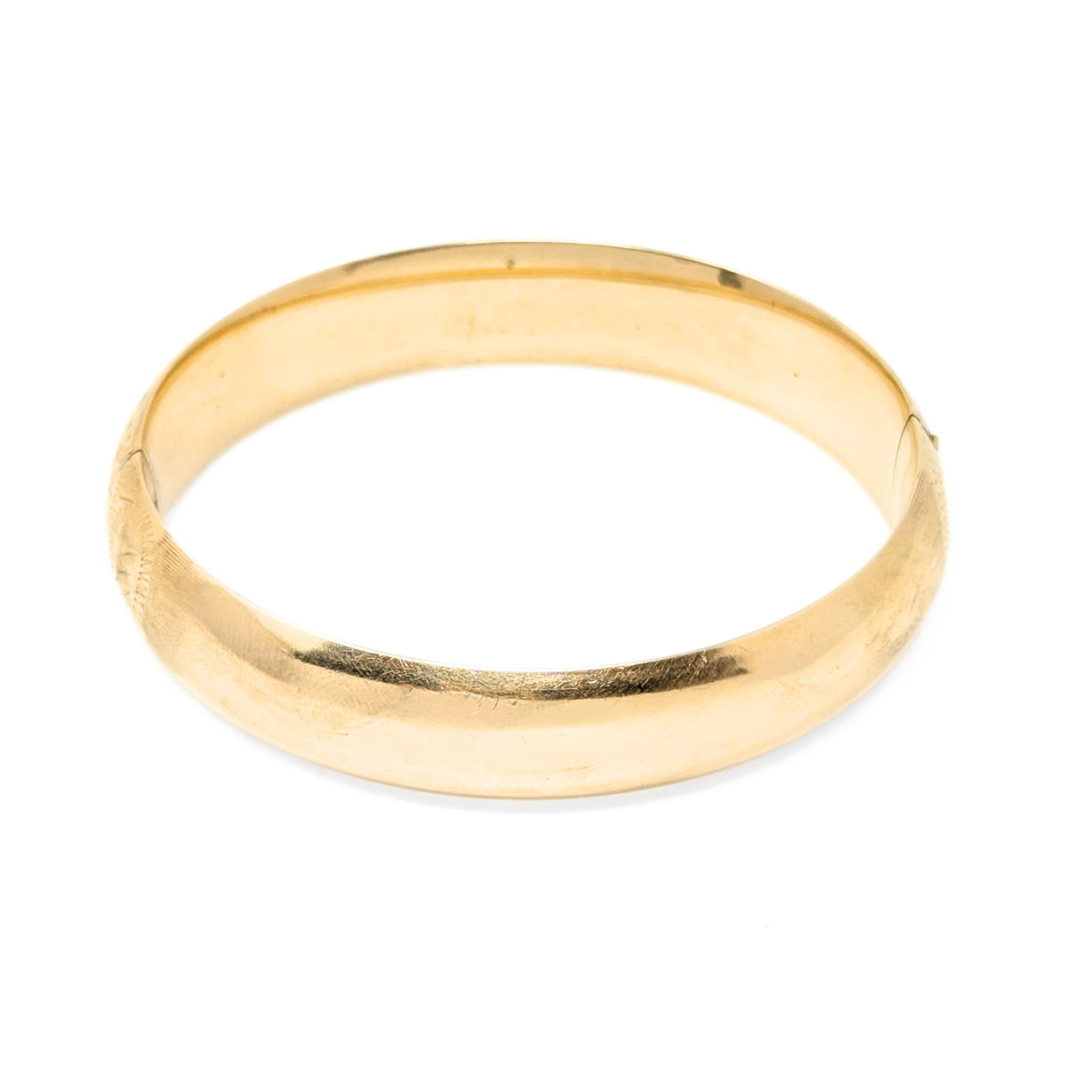 14K Gold Vintage Monogrammed Etched Bangle Bracelet