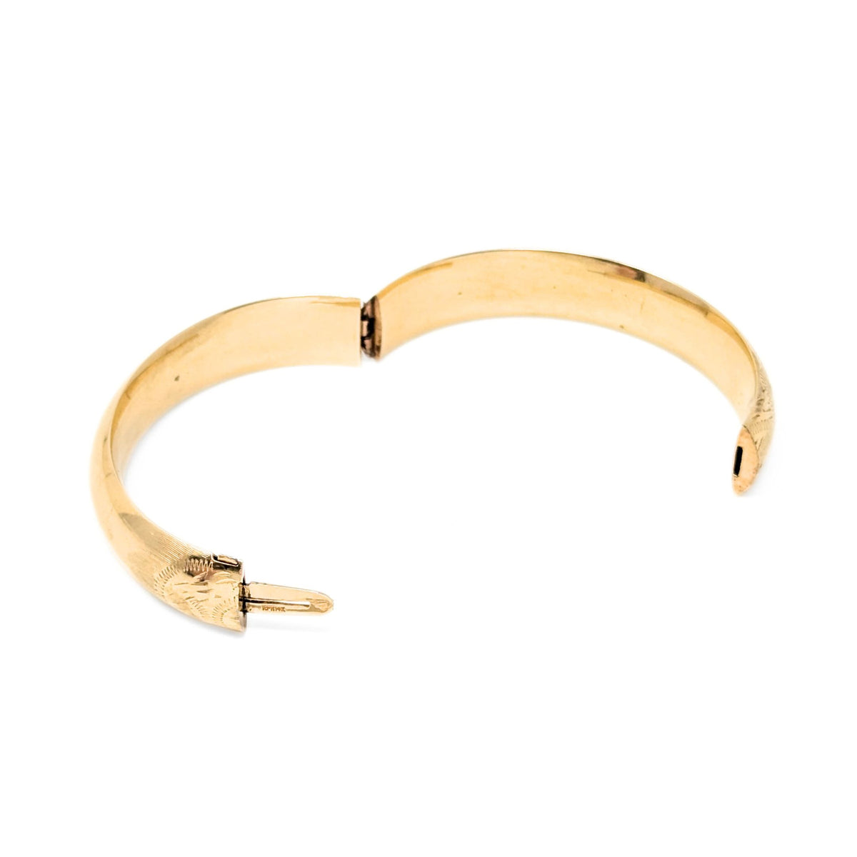14K Gold Vintage Monogrammed Etched Bangle Bracelet