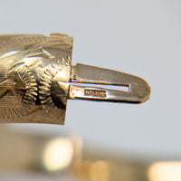 14K Gold Vintage Monogrammed Etched Bangle Bracelet
