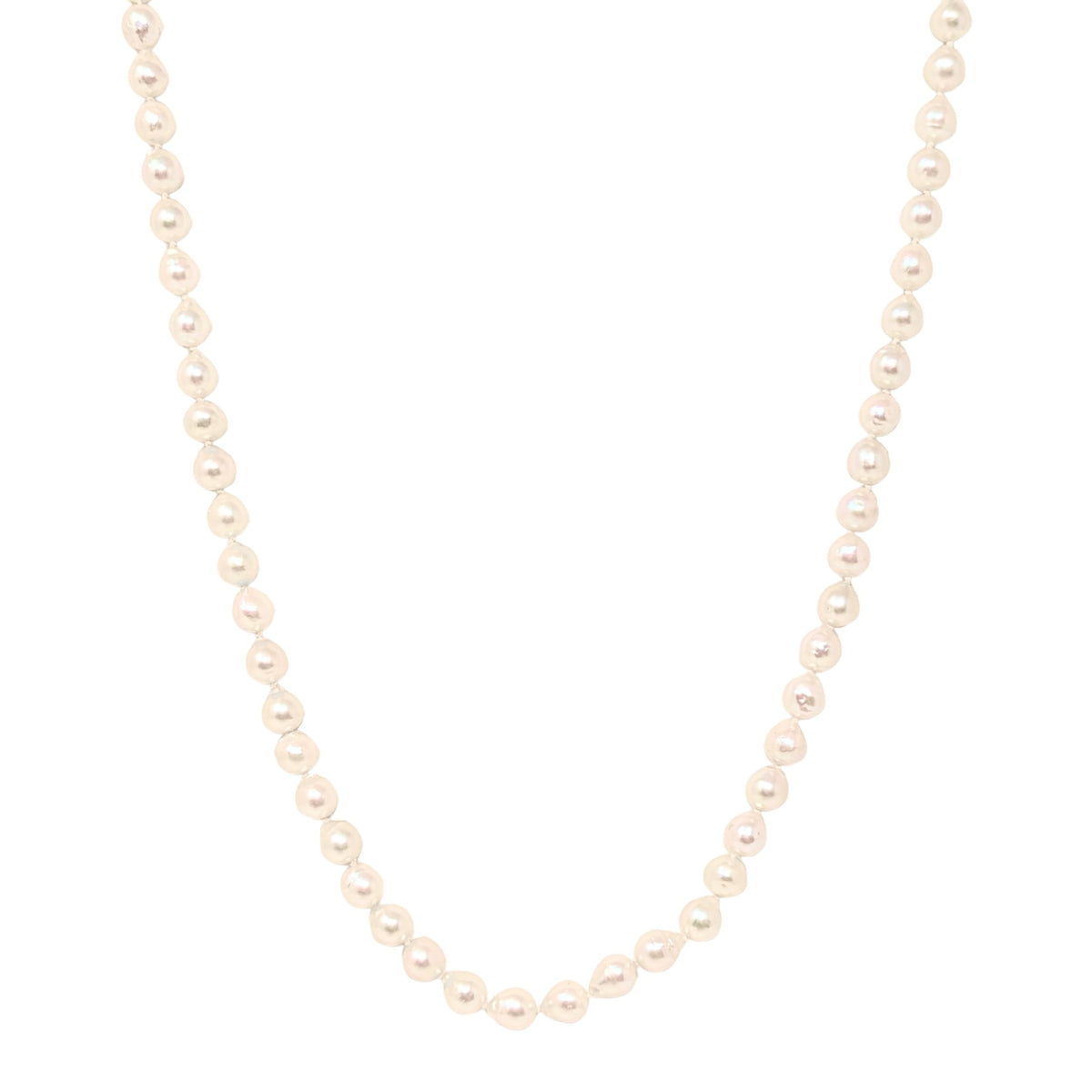 14K White Gold Baroque Pearl 23" Necklace