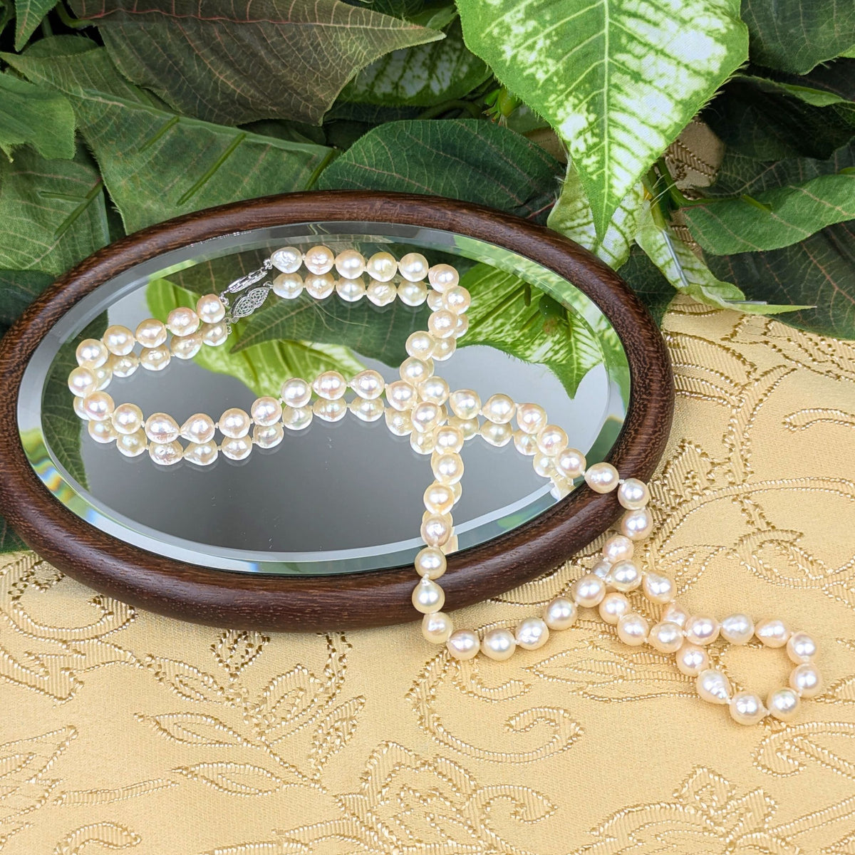 14K White Gold Baroque Pearl 23" Necklace