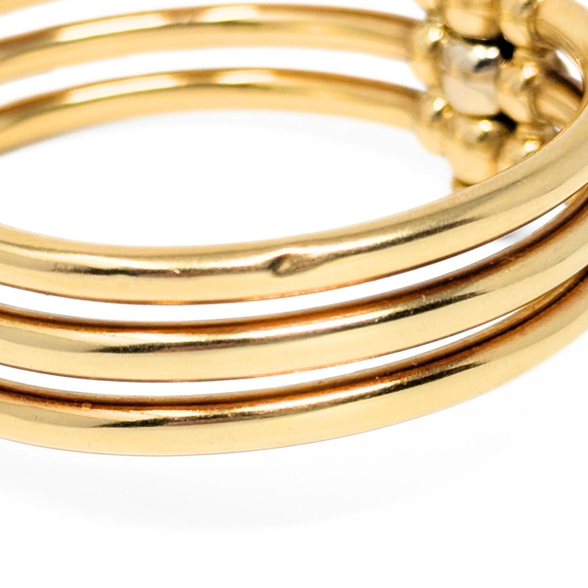 Italian 18K Gold Blue Sapphire Hinged Tri-Bangle Bracelet