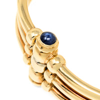 Italian 18K Gold Blue Sapphire Hinged Tri-Bangle Bracelet