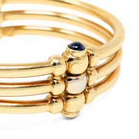 Italian 18K Gold Blue Sapphire Hinged Tri-Bangle Bracelet