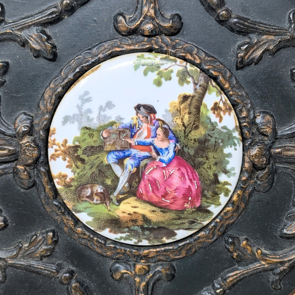 Vintage French Porcelain Gilt Wall Plaques (Pair)