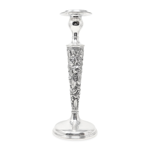 Stieff "Rose" Sterling Silver Monogrammed Weighted Candlesticks (Set of 4)