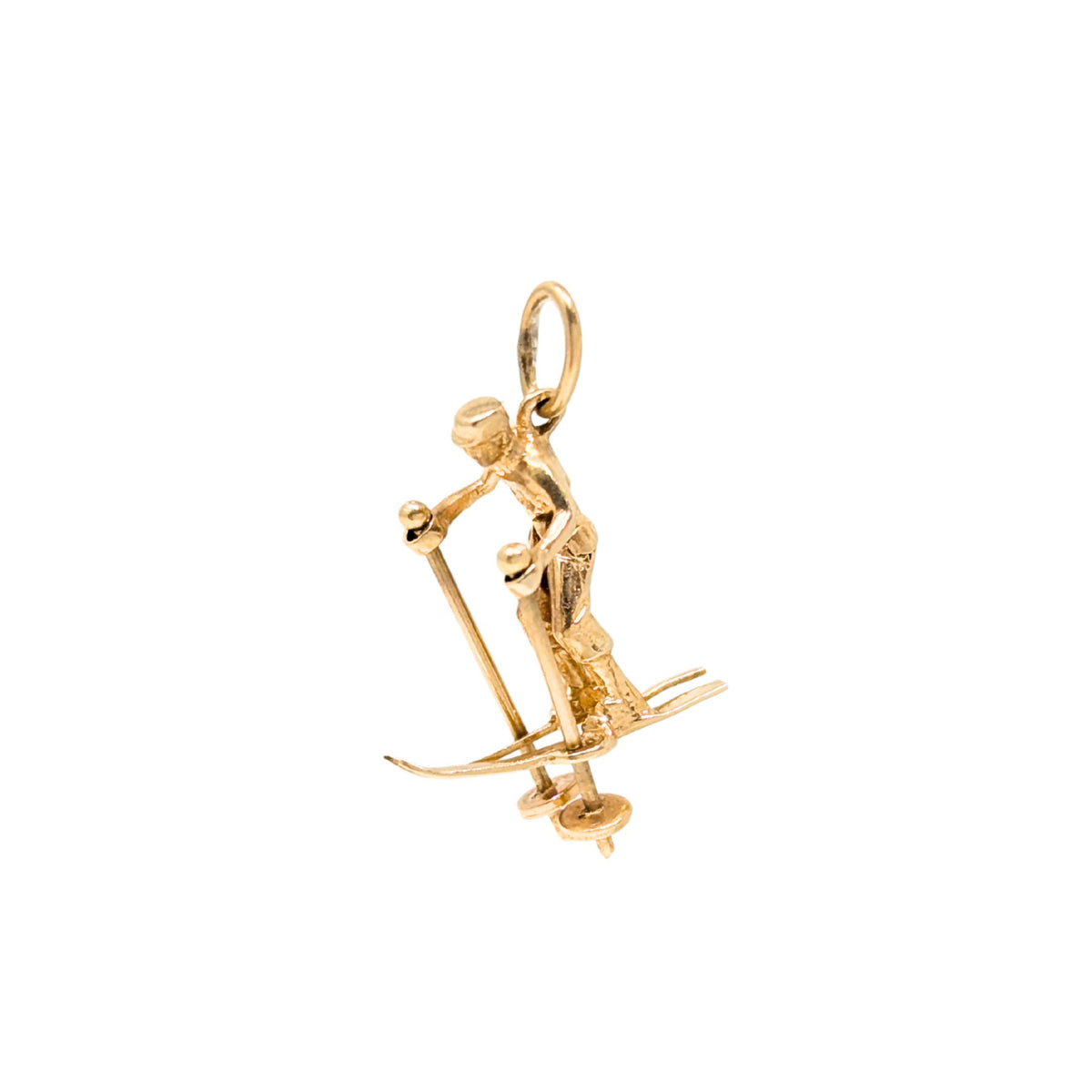 14K Gold Articulated Snow Skier Pendant/Charm